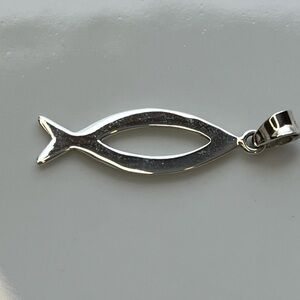 Ichthys Jesus Fish Pendant Vintage Sterling Silver 925 NOS